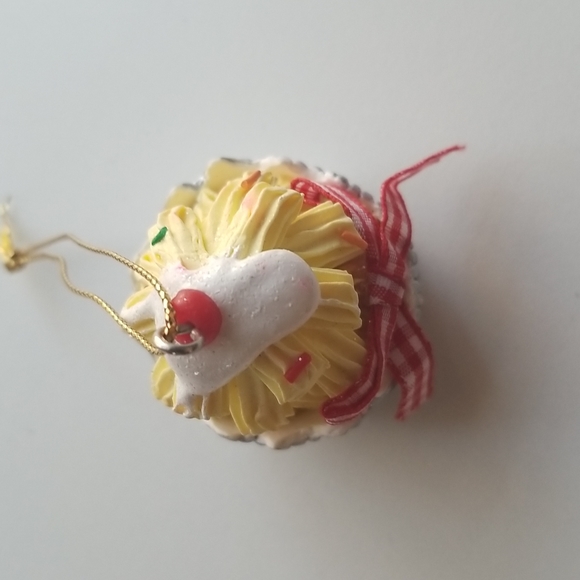 Christmas Tree Ornament Ice Cream Sunday with Cherry on Top - Picture 2 of 4